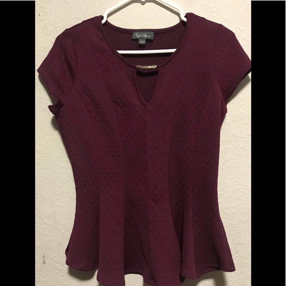 Burgundy Peplum Top